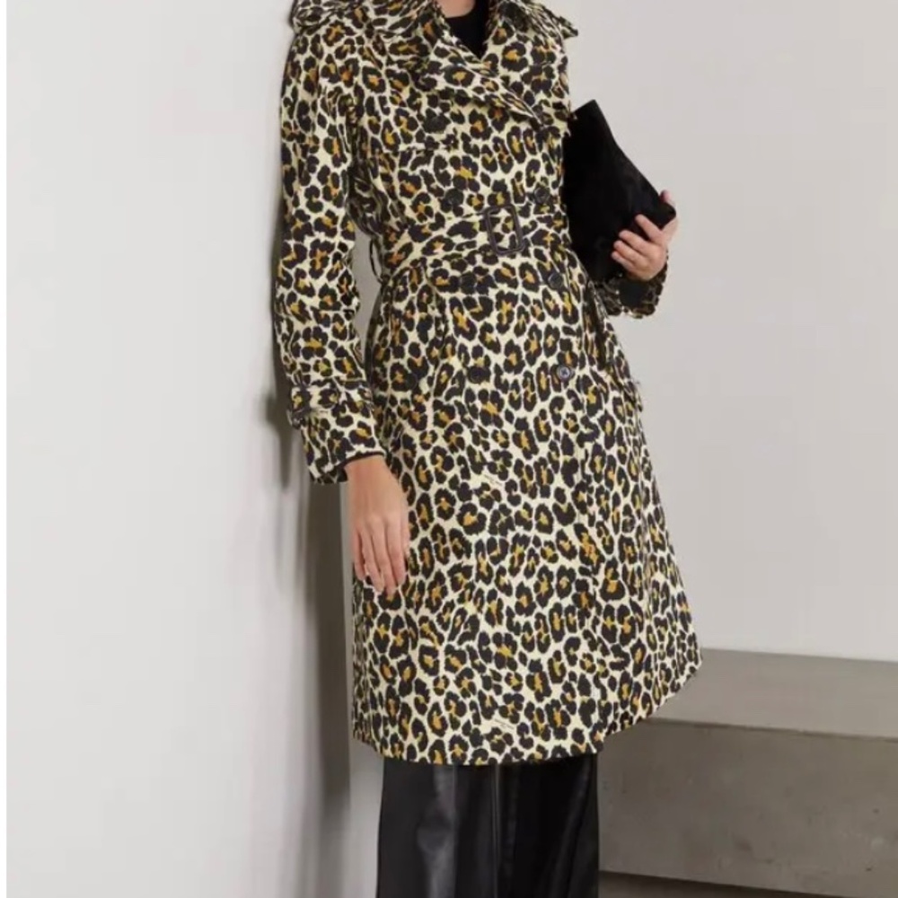 Marc Jacobs The Trench Belted Double-Breasted Leopard Print Denim Coat